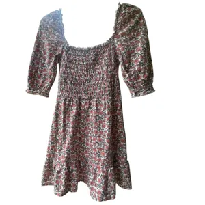 Miss Selfridge‎ Floral Smocked Mini Dress Pink Orange Square Neck US 6 18E19BPNK thumbnail 2