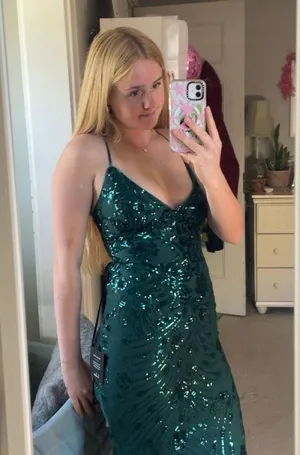 Green Sequin Prom Dress thumbnail 2