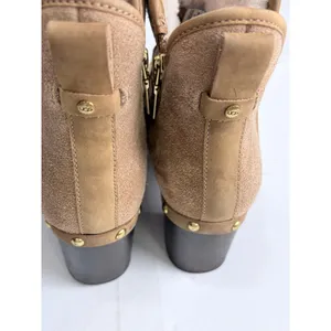 UGG Cam II Ankle Boots Chestnut Suede Shearling Lined Clog Heel Brass Studs 7 thumbnail 14