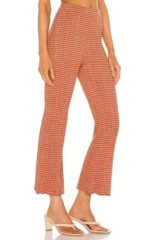 Sz S Small Free People Fine Line Slim Pant in Rust Combo Boho thumbnail 4