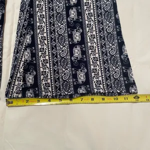 Daily Special Navy and White Patterned Women's Flare Pants, soft. thumbnail 4