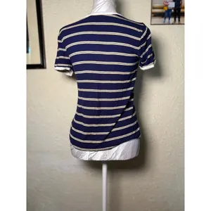 Pink Republic Striped Ringer Tee Navy Blue Yellow Size Small S thumbnail 2