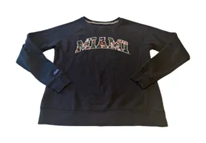 Jansport Vtg Miami University‎ Floral Graphic Crewneck Sweatshirt Black Womens M thumbnail 1