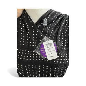 Black Rhinestone Embellished V-Neck Bodycon Sheath Dress Vintage style 50's Med‎ thumbnail 3