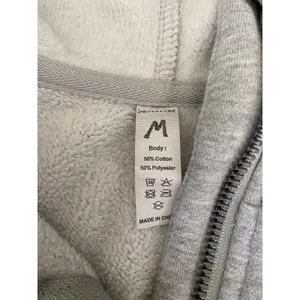 Gray Cropped Half Zip Hoodie Fleece Lined Kangaroo Pocket M thumbnail 3