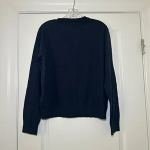 NWT J.Crew Classic Cardigan Navy Blue Button Front Cotton Sweater Womens L thumbnail 6
