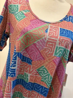 LuLaRoe Retro Floral Swing Tunic Top Size Small Black Mustard Teal Boho Artsy New With T thumbnail 3