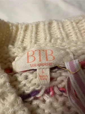 BTB Los Angeles Lola Honeycomb Cozy Cream Multicolor Knit Sweater - NWT - Size L thumbnail 8