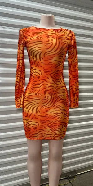 Orange Tiger Print Mini Dress 🐯 | DIY Sexy Tiger Halloween Costume thumbnail 1