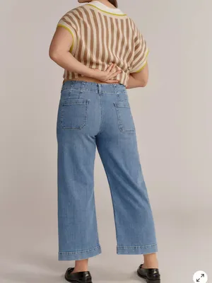 Maeve Anthropologie Jeans 16W Colette Wide Leg Cropped Light Wash Demin thumbnail 2