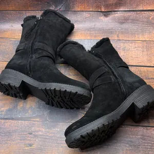 Sam Edelman Jailyn Black Suede Faux Fur Lined Mid-Calf Lug Sole Moto Boots 9.5M thumbnail 10
