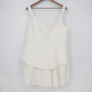 Showpo Izara Off Shoulder Pleated Mini Dress Off White US 16 thumbnail 9