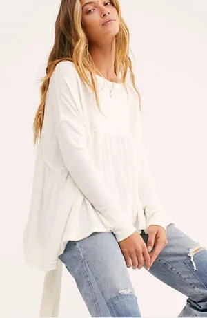 Free People Forever Your Girl babydoll sweater tunic top - size XS thumbnail 1