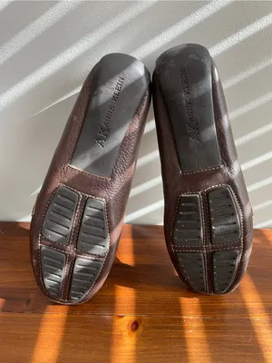 Anne Klein Dark Brown Leather Women’s Slip-On Loafers with Gold Accent thumbnail 4
