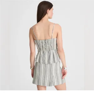 NWT Madewell Ruched Squareneck Tank in Linen-Cotton BROKEN ZIPPER thumbnail 4