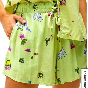 Obey doodles shorts green bug print nwt spring logo casual art host pick thumbnail 1