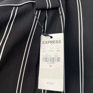 Express High Waist Pants Size 14 Black White Striped Pleated Paperbag Trouser thumbnail 6