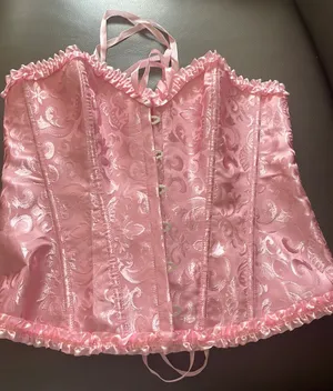 Pink Lace Up Corset Size XL thumbnail 1
