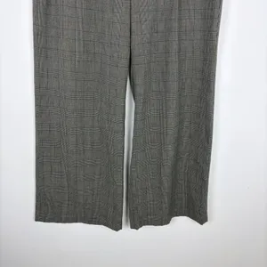 American Eagle Poppy Trouser Wide Leg Grey Plaid Academia Career Pant Size 12 thumbnail 4