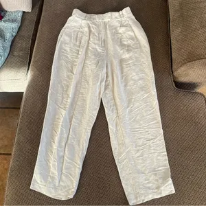 H&M wide leg linen blend trouser pants with pockets size 6 thumbnail 1