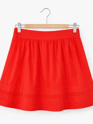 Bright Red Circle Skirt with Elastic Waist thumbnail 3