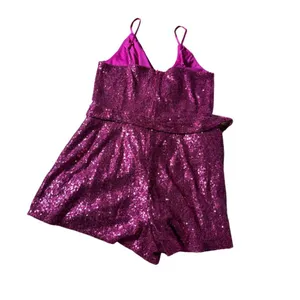 Venus Womens Sequin Romper V-Neck Spaghetti Strap Size L Sparkly Glam Party NEW thumbnail 3