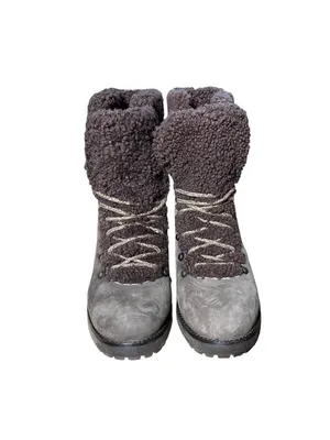 UGG Fraser Exposed Fur Stout Water-resistant Leather Combat Boots Size 7.5 Women thumbnail 2