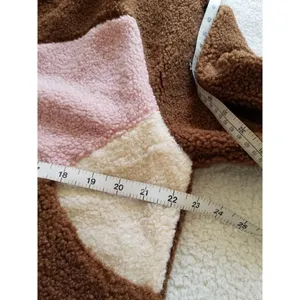 LUSH Women's Teddy Jacket Coat Color-block Brown Cream Pink Size S thumbnail 6
