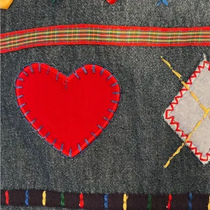 Vintage Napa Valley 90s Denim Embroidered Cottagecore Hearts Flowers Vest M thumbnail 10