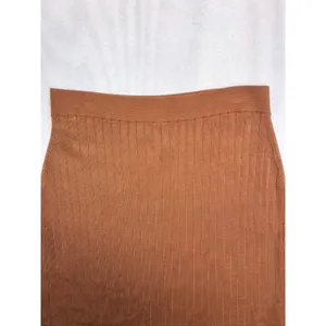 Free People Ribbed‎ Knit Midi Skirt Rust Orange Copper Size Medium Boho Autumn thumbnail 2