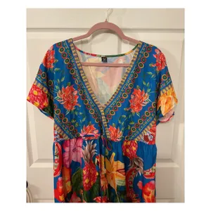 NWOT SHEIN Curve V-Neck Tropical Floral Maxi Dress, 1XL thumbnail 3