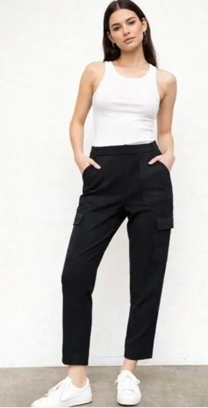 Maeve by Anthropologie Black Utility Cargo Ankle Pants Size Small thumbnail 1