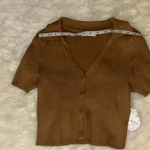 Brown Ribbed Crop Top with collar Size undefined thumbnail 5
