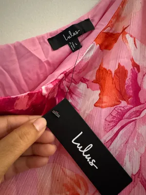 NWT Lulus Divinely Blooming Pink Multi Floral One-Shoulder Midi Dress Large thumbnail 7