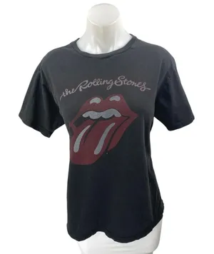 The Rolling Stones Women's Black Short Sleeve Graphic Band Tee T-Shirt Top Sz M thumbnail 1