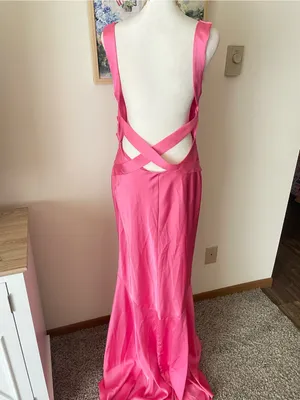 Birdy Grey Alexis Draped Satin Open Low Cut Criss Cross Back Maxi Dress Bon Bon thumbnail 13