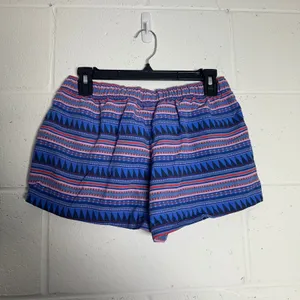 Patagonia Baggies Shorts Womens Medium Blue Pink Geometric Tribal Print Nylon thumbnail 2
