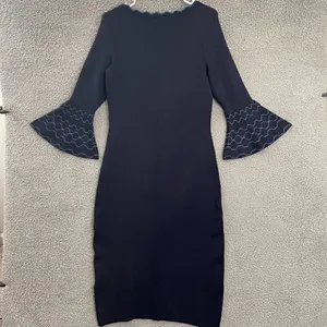 Dress‎ Barn Sweater Bell Sleeve Women S Navy Midi Dress thumbnail 6