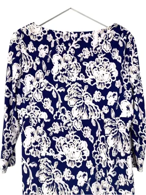 Lauren Ralph Lauren Blue White Floral Print Faux Wrap Dress Size 14 women’s thumbnail 7