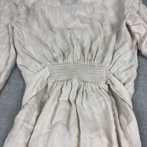 Free People Tunic Blouse Womens M White V-Neck Long Sleeve Belted Herringbone thumbnail 7