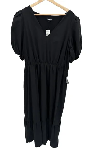 Express Womens Black Tiered Maxi Dress Size XL NWT Minimal Cottage Quiet‎ Luxury thumbnail 1