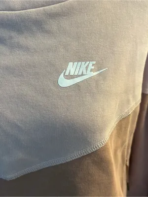 Nike two tone color block tan brown cropped oversized hoodie size S casual thumbnail 5