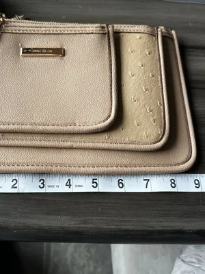 NWT Anne Klein Trio Pouch Wristlet Set in Neutral with Silver Hardware thumbnail 5