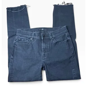 7 For All Mankind Roxanne Ankle Jeans Dark Charcoal Raw Hem Womens 28 thumbnail 1