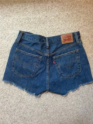 Levi's Dark Blue Distressed Cutoff Denim Shorts thumbnail 3