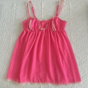 Victoria’s Secret Neon Pink Cream Lace Babydoll Lingerie Top Sz M Medium thumbnail 2