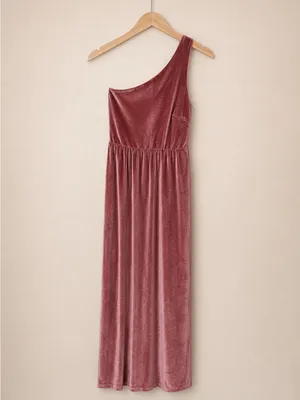 Baltic Born Tatiana Velvet One Shoulder Maxi Dress Desert Rose Size S thumbnail 2