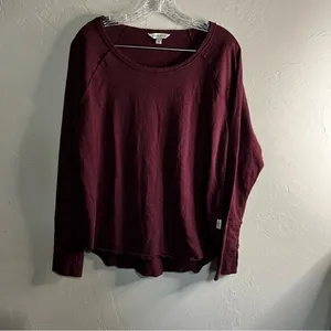 Frye &‎ Co. Burgundy Fox Tail Heritage Raw Hem Thumb Holes Top thumbnail 2