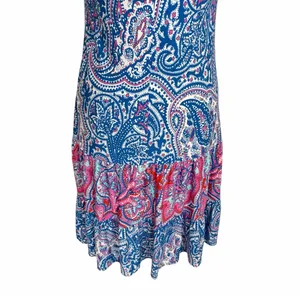 MSK Drop Waist Sleeveless Tiered Midi Dress Bright Blue Paisley, Medium‎ thumbnail 7