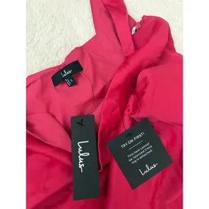 Lulus Truly the Cutest Hot Pink Satin Square Neck Mini Dress Size Small Cocktail thumbnail 6